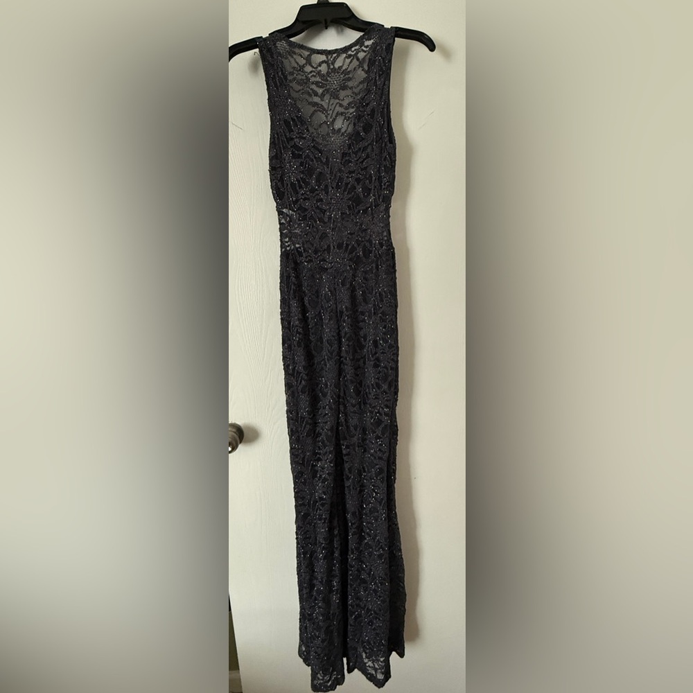 B Darlin Charcoal Lace Maxi Dress - Picture 5 of 5